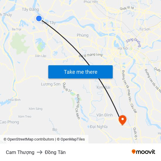 Cam Thượng to Đồng Tân map