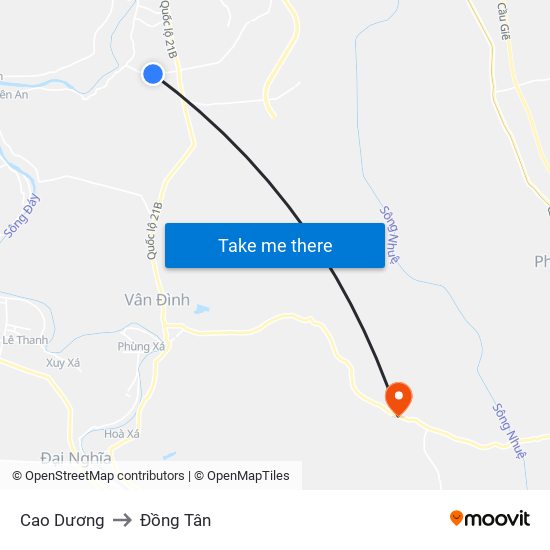 Cao Dương to Đồng Tân map