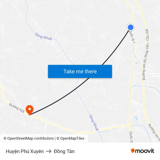 Huyện Phú Xuyên to Đồng Tân map