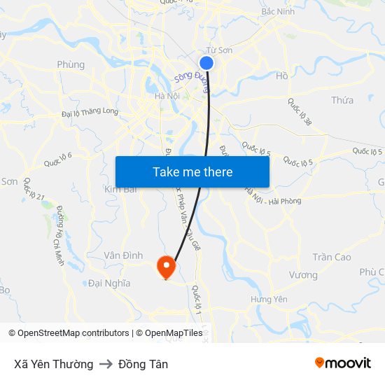 Xã Yên Thường to Đồng Tân map