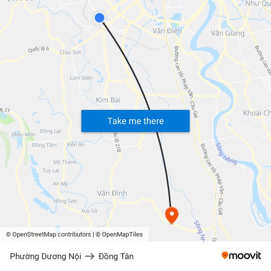 Phường Dương Nội to Đồng Tân map