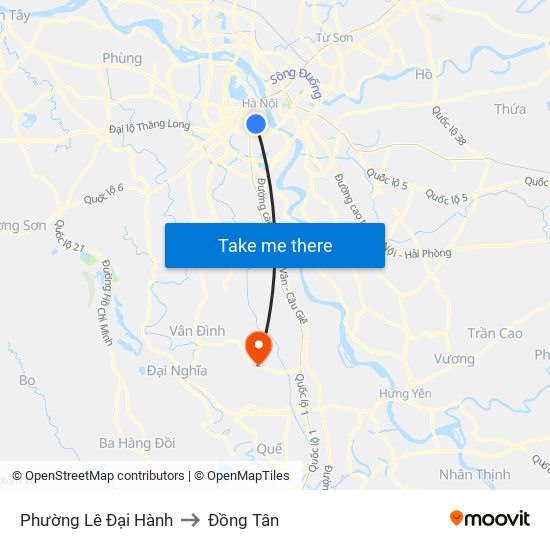 Phường Lê Đại Hành to Đồng Tân map