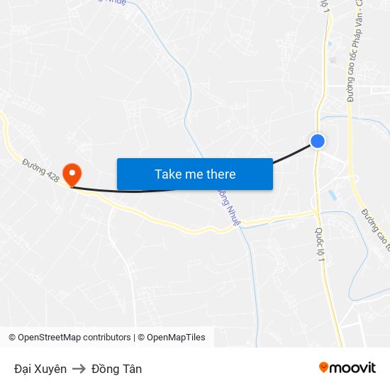 Đại Xuyên to Đồng Tân map