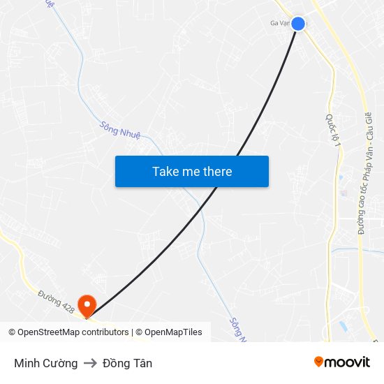 Minh Cường to Đồng Tân map