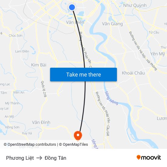 Phương Liệt to Đồng Tân map