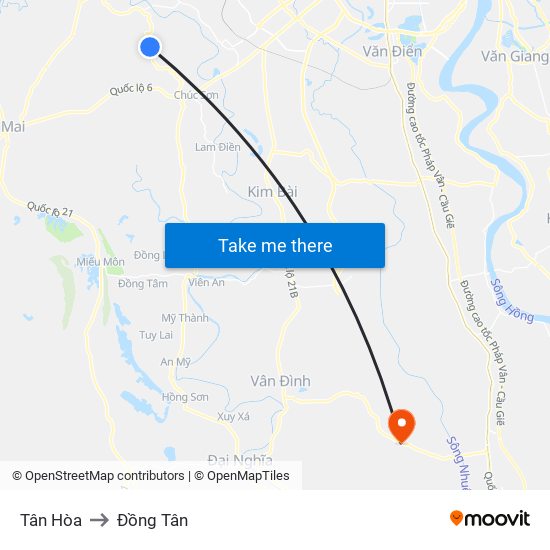 Tân Hòa to Đồng Tân map