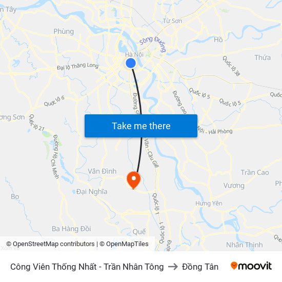 Công Viên Thống Nhất - Trần Nhân Tông to Đồng Tân map
