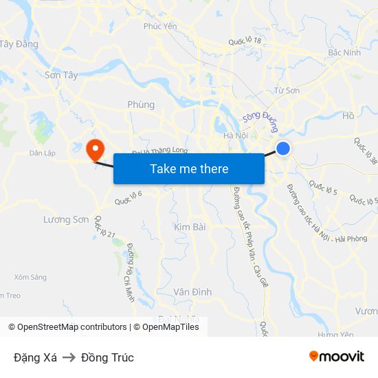 Đặng Xá to Đồng Trúc map