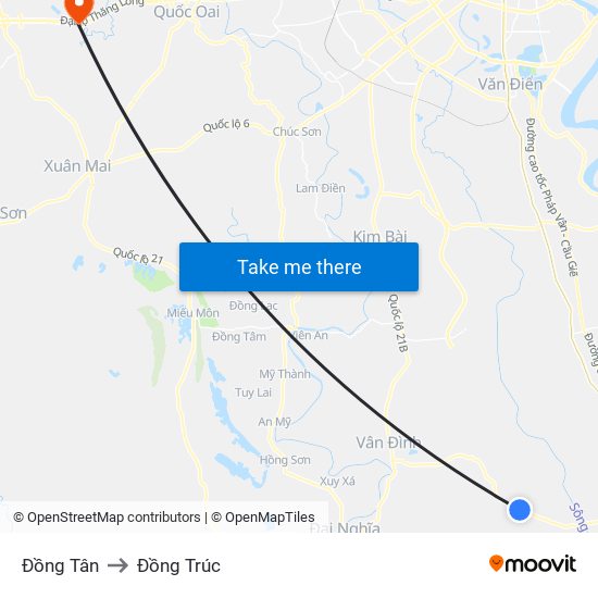 Đồng Tân to Đồng Trúc map