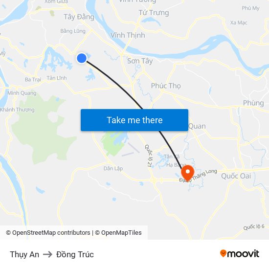 Thụy An to Đồng Trúc map