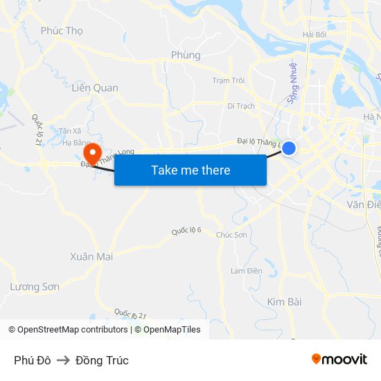 Phú Đô to Đồng Trúc map