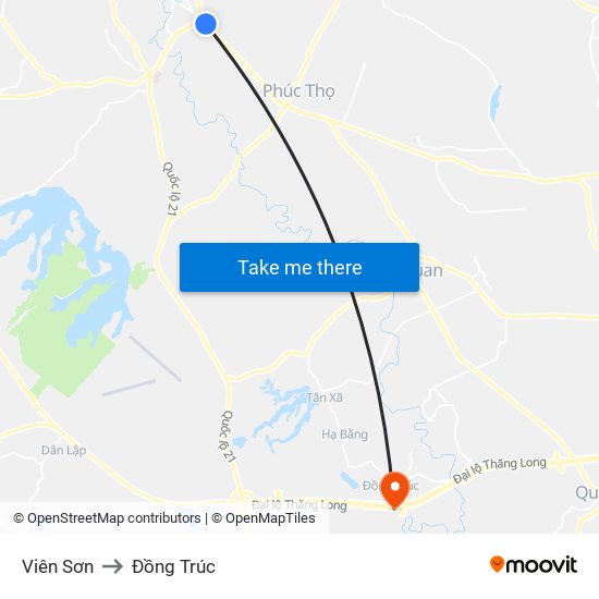 Viên Sơn to Đồng Trúc map