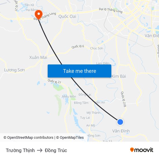 Trường Thịnh to Đồng Trúc map