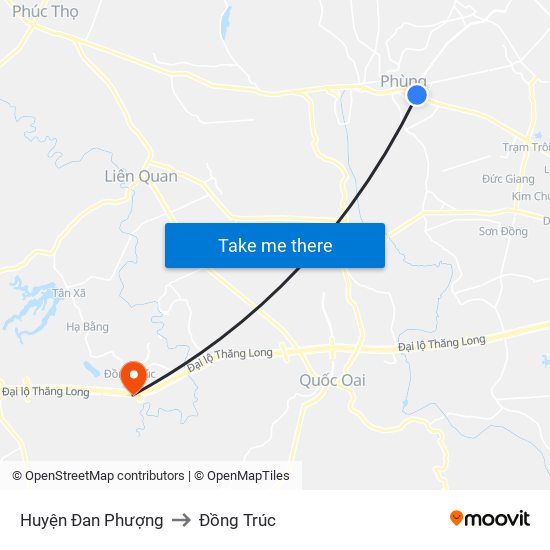 Huyện Đan Phượng to Đồng Trúc map