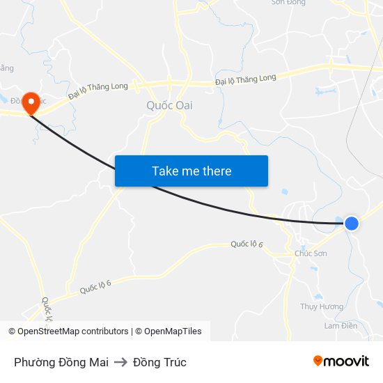 Phường Đồng Mai to Đồng Trúc map