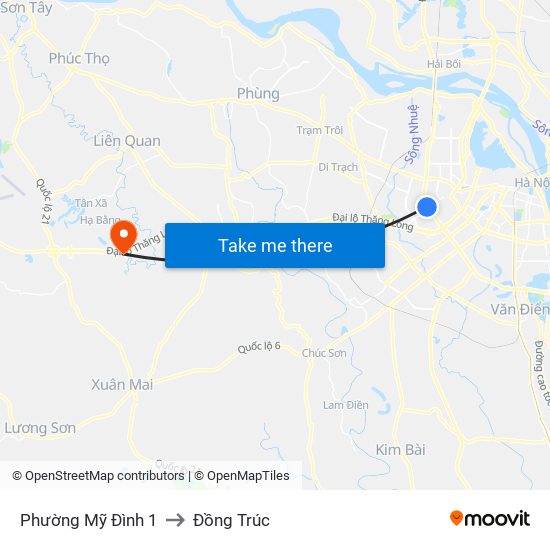 Phường Mỹ Đình 1 to Đồng Trúc map