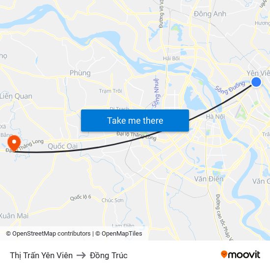 Thị Trấn Yên Viên to Đồng Trúc map