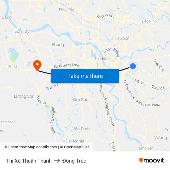 Thị Xã Thuận Thành to Đồng Trúc map