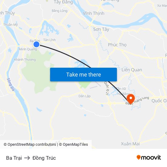Ba Trại to Đồng Trúc map