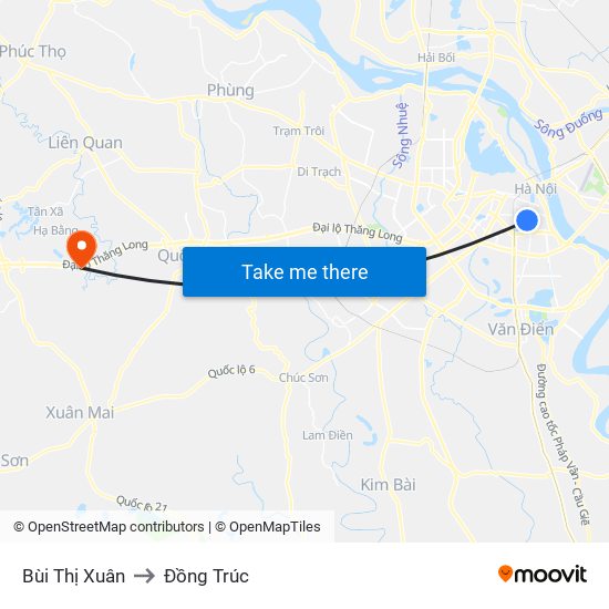 Bùi Thị Xuân to Đồng Trúc map