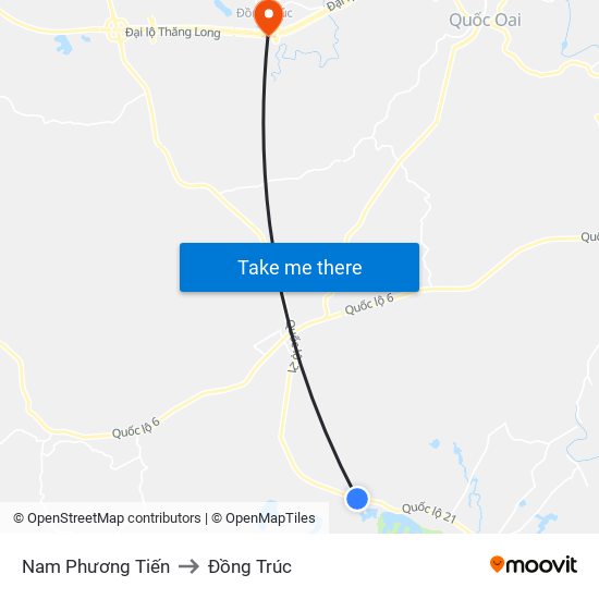 Nam Phương Tiến to Đồng Trúc map