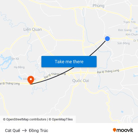 Cát Quế to Đồng Trúc map