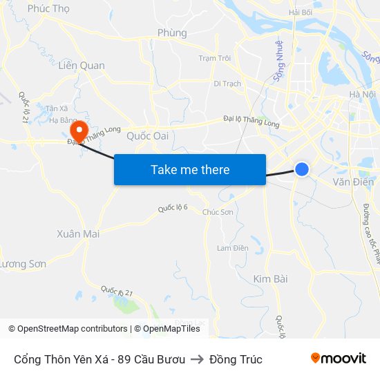 Cổng Thôn Yên Xá - 89 Cầu Bươu to Đồng Trúc map