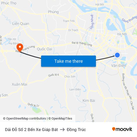 Dải Đỗ Số 2 Bến Xe Giáp Bát to Đồng Trúc map