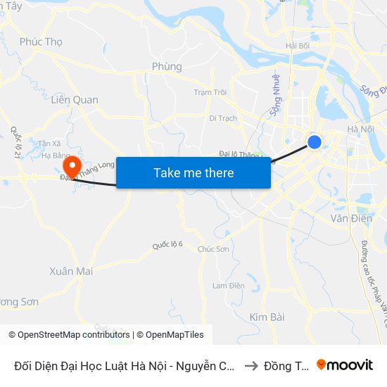 Đối Diện Đại Học Luật Hà Nội - Nguyễn Chí Thanh to Đồng Trúc map