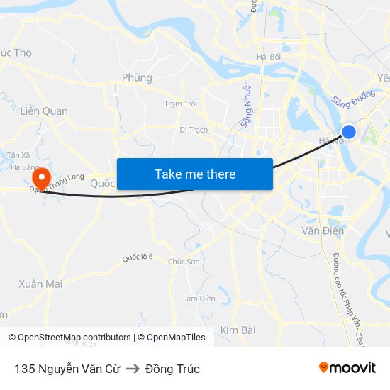 135 Nguyễn Văn Cừ to Đồng Trúc map