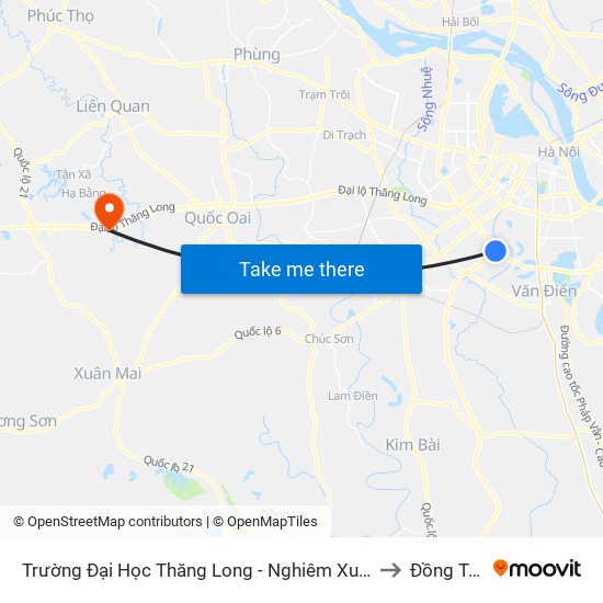 Trường Đại Học Thăng Long - Nghiêm Xuân Yêm to Đồng Trúc map