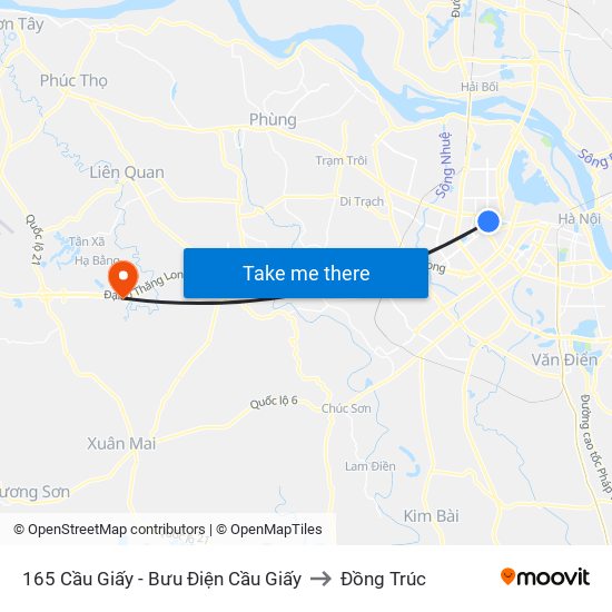 165 Cầu Giấy - Bưu Điện Cầu Giấy to Đồng Trúc map