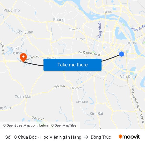 Số 10 Chùa Bộc - Học Viện Ngân Hàng to Đồng Trúc map