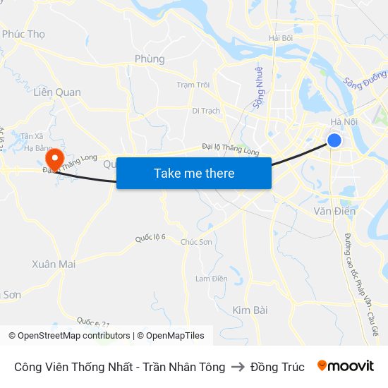 Công Viên Thống Nhất - Trần Nhân Tông to Đồng Trúc map