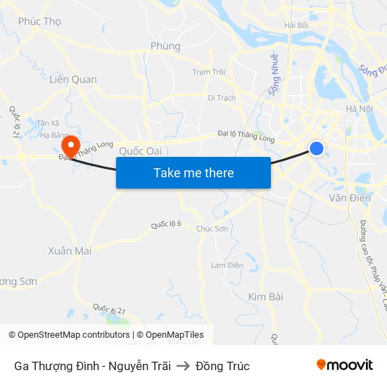 Ga Thượng Đình - Nguyễn Trãi to Đồng Trúc map