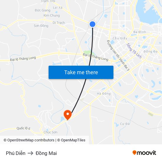 Phú Diễn to Đồng Mai map