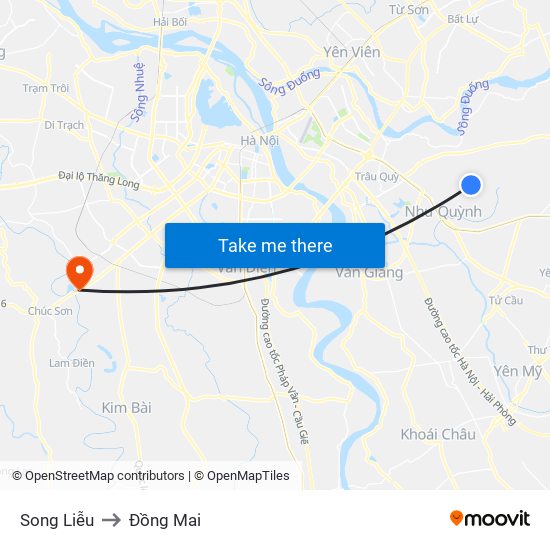 Song Liễu to Đồng Mai map