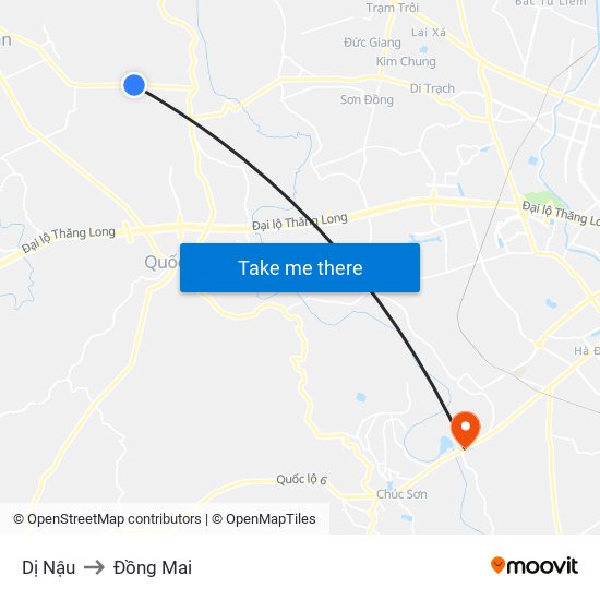 Dị Nậu to Đồng Mai map