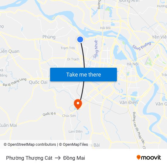 Phường Thượng Cát to Đồng Mai map