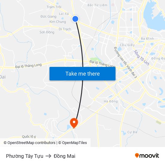 Phường Tây Tựu to Đồng Mai map