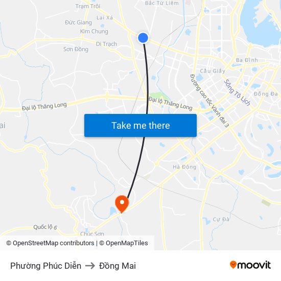 Phường Phúc Diễn to Đồng Mai map