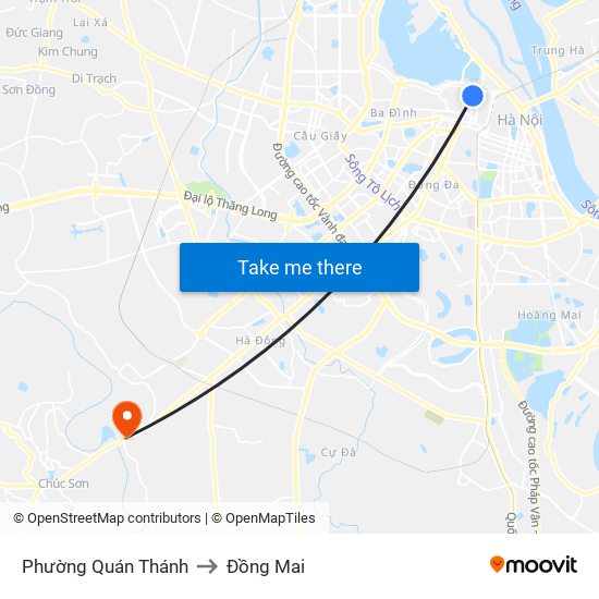 Phường Quán Thánh to Đồng Mai map