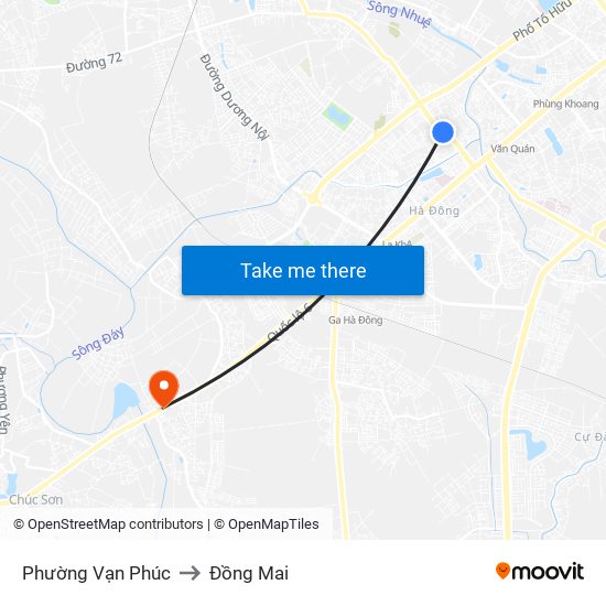 Phường Vạn Phúc to Đồng Mai map