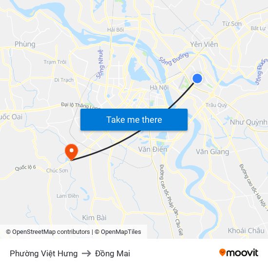 Phường Việt Hưng to Đồng Mai map