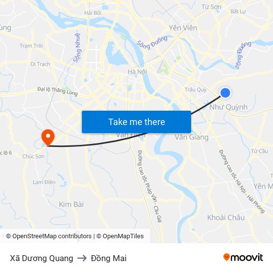 Xã Dương Quang to Đồng Mai map