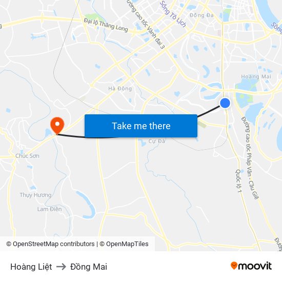 Hoàng Liệt to Đồng Mai map