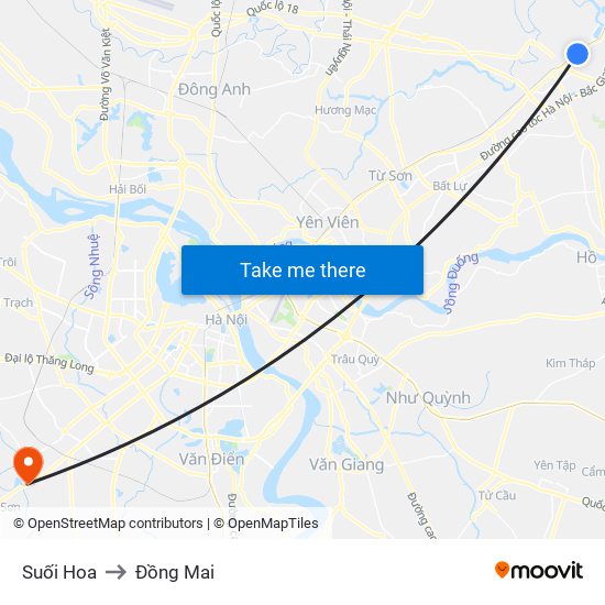 Suối Hoa to Đồng Mai map