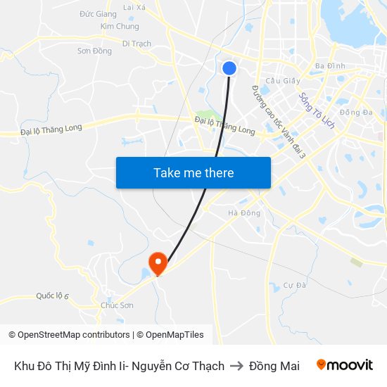 Khu Đô Thị Mỹ Đình Ii- Nguyễn Cơ Thạch to Đồng Mai map