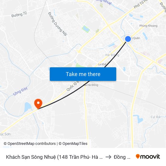 Khách Sạn Sông Nhuệ (148 Trần Phú- Hà Đông) to Đồng Mai map