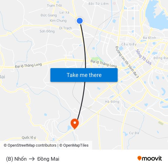 (B) Nhổn to Đồng Mai map